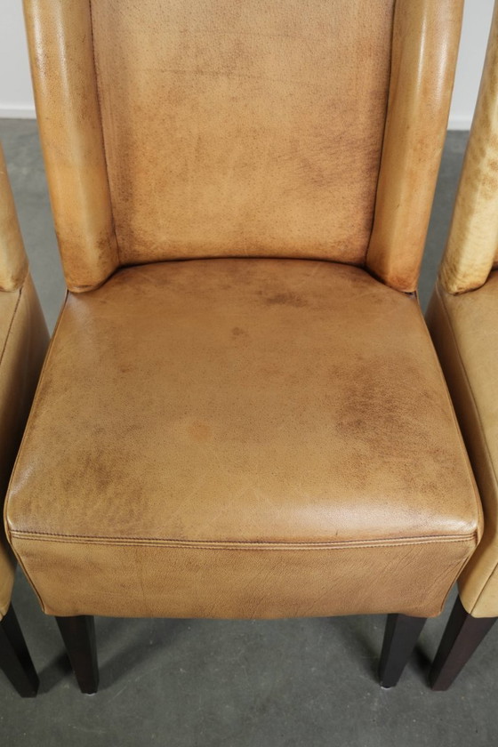 Image 1 of 4 x Luxury Cowhide Leather Dining Chairs With A Beautiful Light Color And A High Back