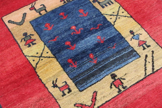 Image 1 of Tappeto orientale persiano Gabbeh Ghashghai originale, 154 cm x 115 cm, naturale antico