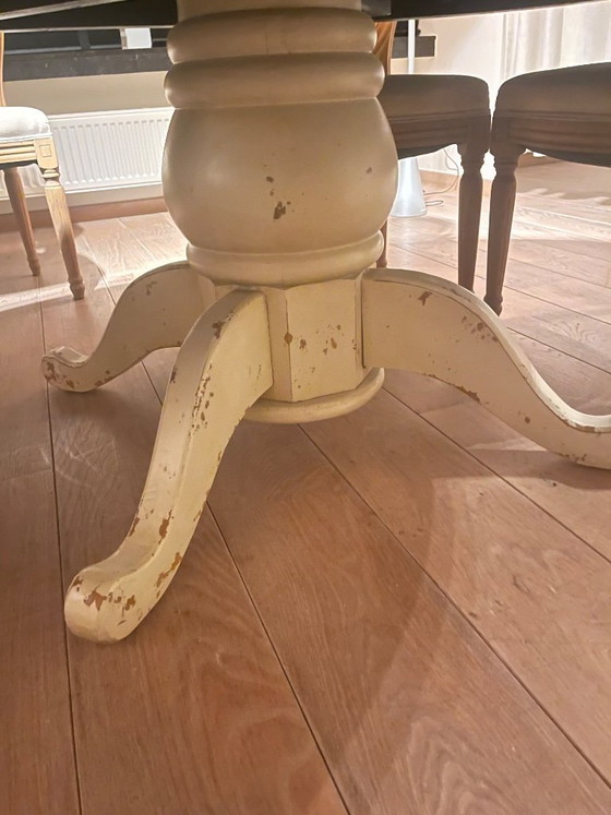 Image 1 of Uitschuifbare eiken kloostertafel met 6 stoelen