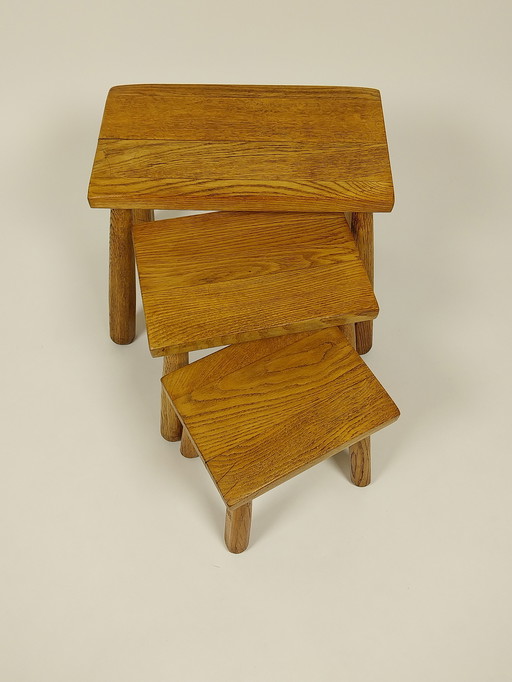 Ensemble de 3 tables d'appoint brutalistes