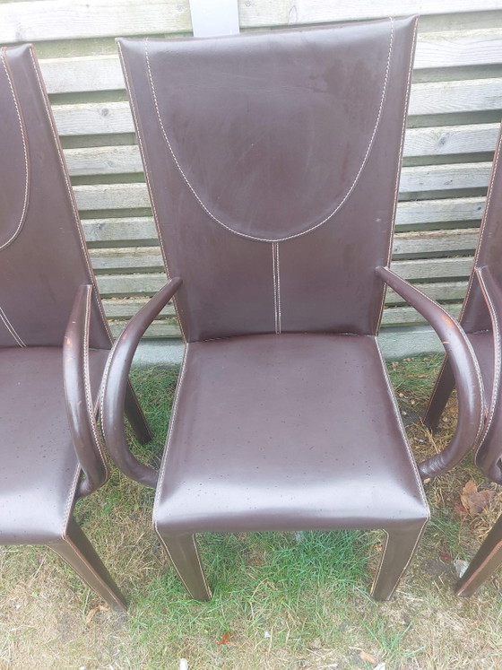 3 Arper Acasia Design Stoelen Zadelleer Italië – Eetkamerstoelen, Leather (photo 3 of 6)