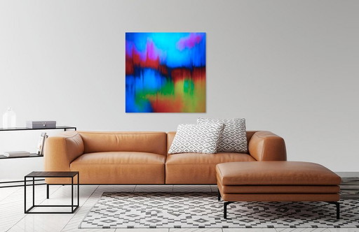 Cadre Sur Toile Abstrait coloré / Abstract Art / Décoration Murale (80 x 80 cm)