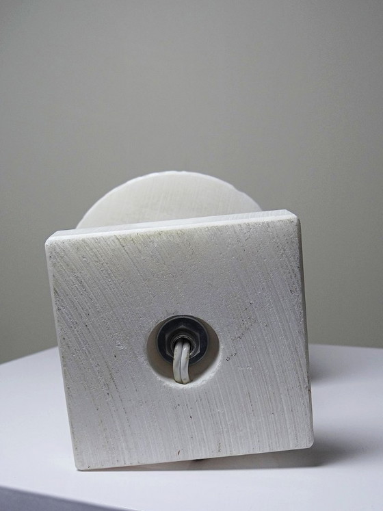 Image 1 of Night light lamp in carved white alabaster, classical style, circa 1950-1970
