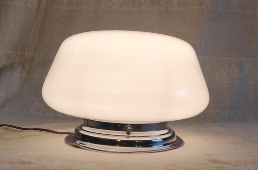 Art Deco plafondlamp met opalen bol - midden 20e eeuw