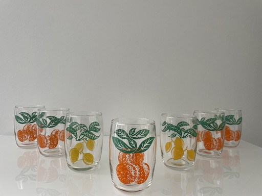 7X Retro Lemonade Glasses Citrus Decorations