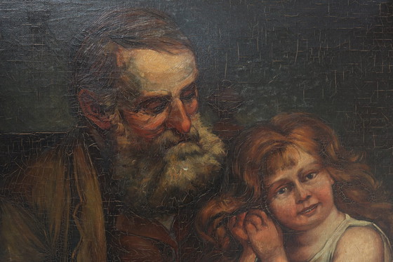 Image 1 of Peinture à l'huile flamande baroque du 19e siècle dans un cadre en bois ancien