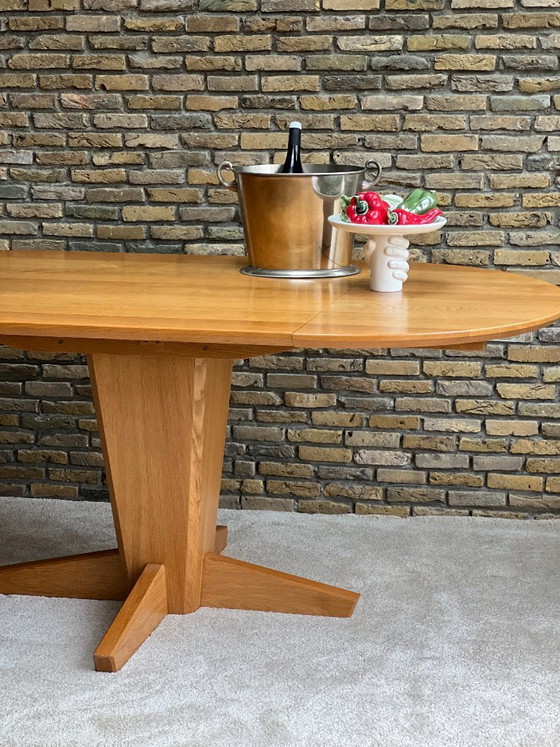 Image 1 of Danish oak dining table - Vintage Scandinavian design - drop-leaf