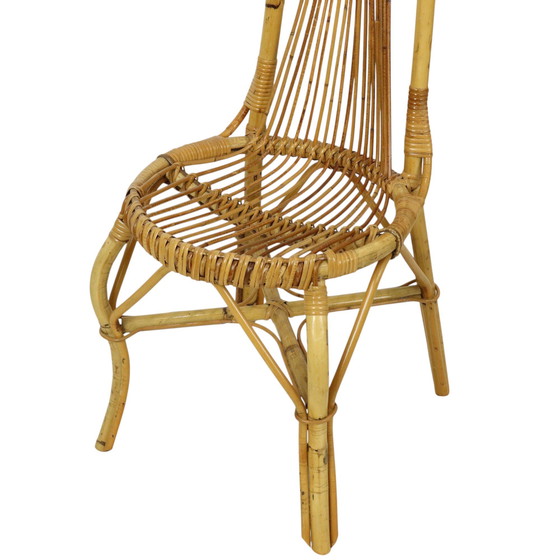 Image 1 of Silla de ratán de bambú boho de mediados de siglo