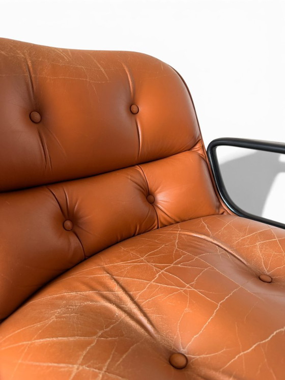 Fauteuil Charles Pollock Executive Knoll - Cuir Camel Patiné – Leather (photo 8 of 11)