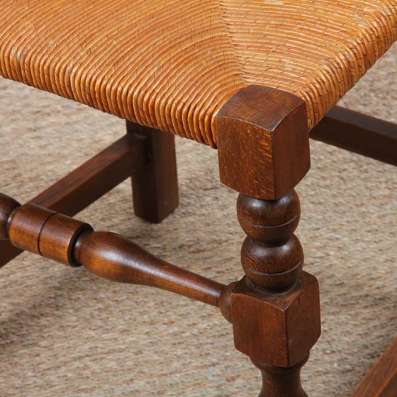 Image 1 of Ensemble de 8 chaises paillées en bois massif, 1940