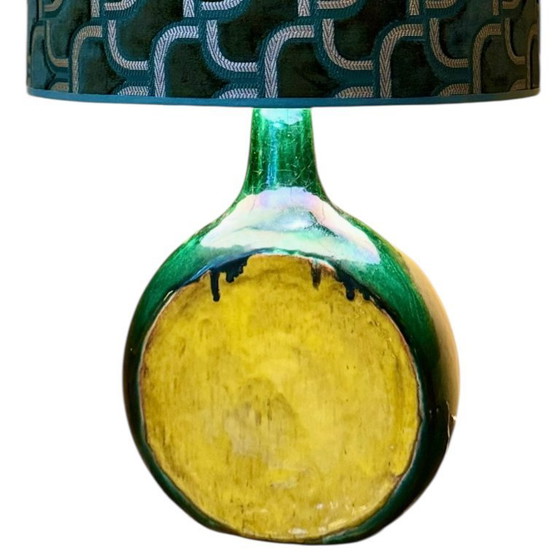 Image 1 of Vintage Ceramic Base with Aldecco Fabric Lamp — 1970s Character Piece