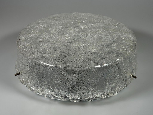 1960s/70s Lamp, Light, Ceiling Light, Flush Mount Ice Glass, Hillebrand 60s