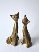 Zwei Katzen aus massivem Kupfer – 70er Jahre