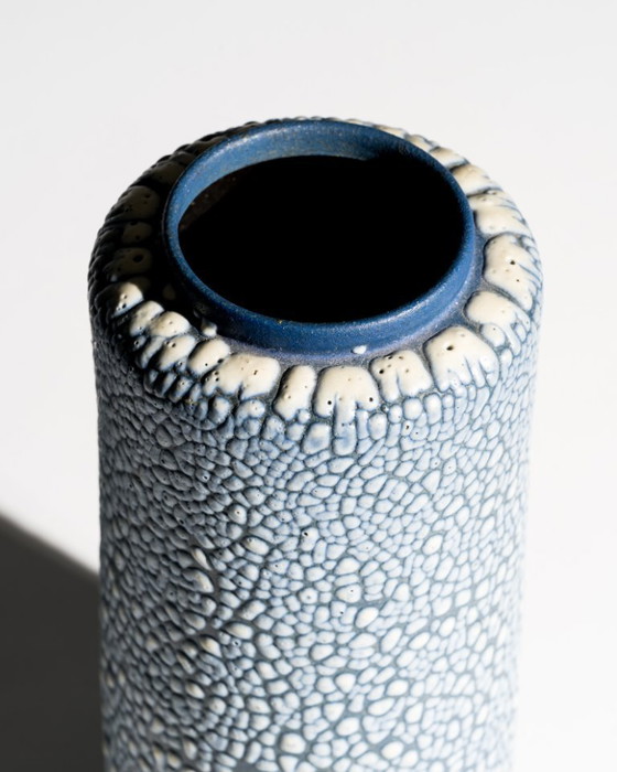 Image 1 of ALBERT KIESSLING "SNAKESKIN" XL Vase East German Pottery REDUKTIONSGLASUR GDR