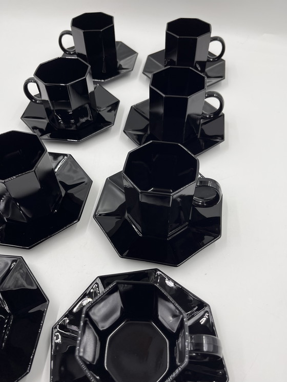 Image 1 of Lot De 8 Mugs Et Sous-Mugs Noir