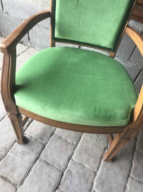 Antique French Green Armchair (photo 5 of 8)