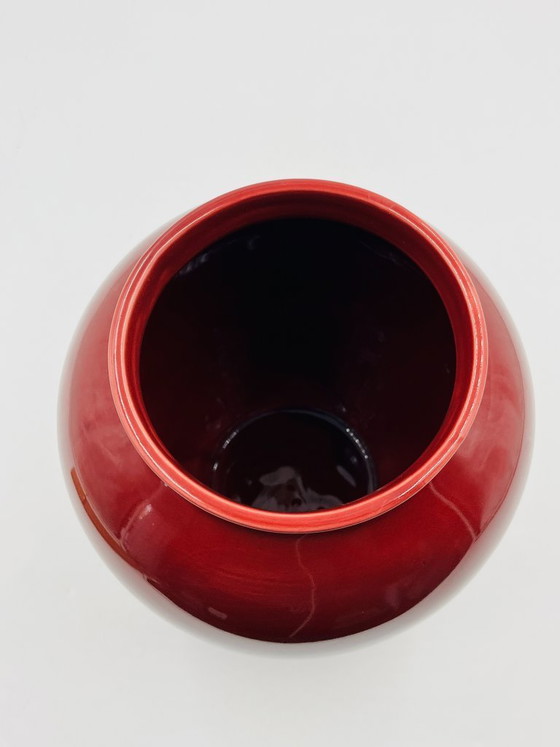 Image 1 of Vintage vase in burgundy red glazed ceramic