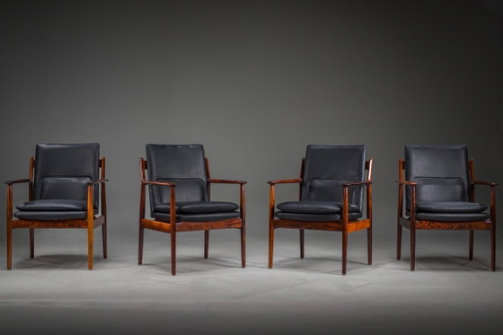 Image 1 of Dänische Modell 431 Sessel aus Leder von Arne Vodder für Sibast Møbler, 1960er, 4er-Set