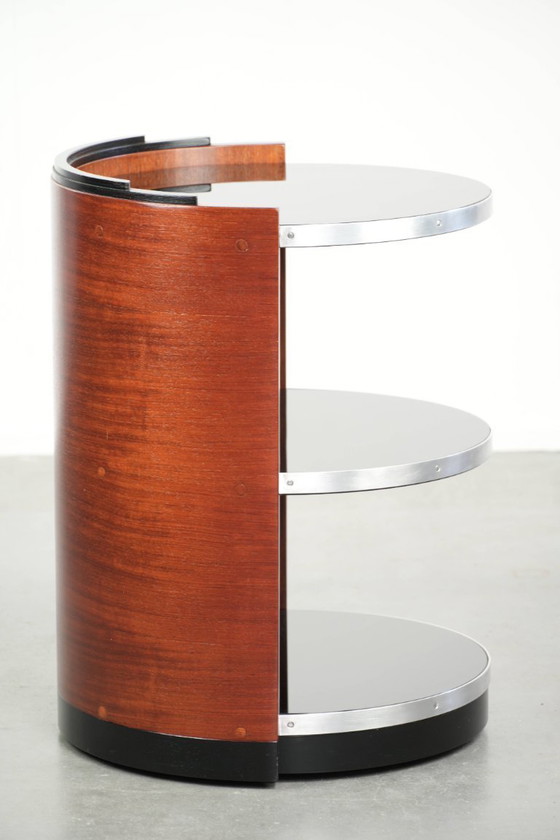 Image 1 of Mesa auxiliar/de bar móvil única de Schuitema con tablero de cristal negro de la serie Decoforma.