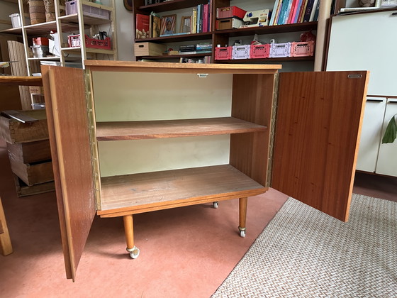 Image 1 of Vintage cabinet from the 1950s/60s, teak veneer, Scandinavian style