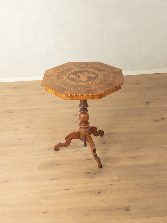Antieke bijzettafel met inlegwerk, rond 1850 – Hout (photo 4 of 7)