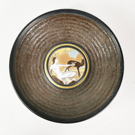 Gran plato de cerámica Art Déco, diseñado por Raymond Chevallier para Boch Frères Keramis, 1935 – Decoración (photo 8 of 8)