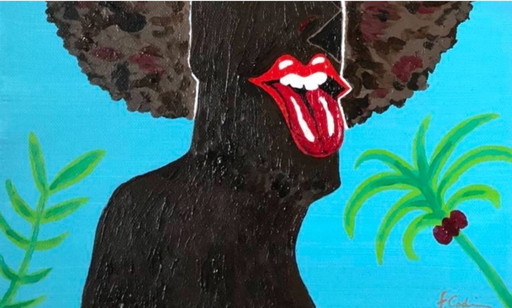 Acryl op canvas. Formaat 30x24cm. Moai-serie.