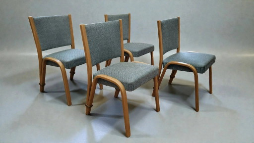 4 chaises Bow wood, édition Steiner, 1950