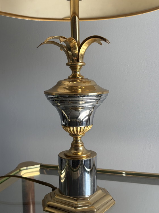 Image 1 of Vintage Massive Hollywood Regency Palm Tree Table Lamp – 1970s Brass
