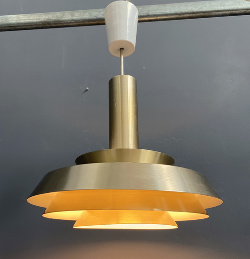 Lampe suspendue en métal VEB Brass Color and White 1960s