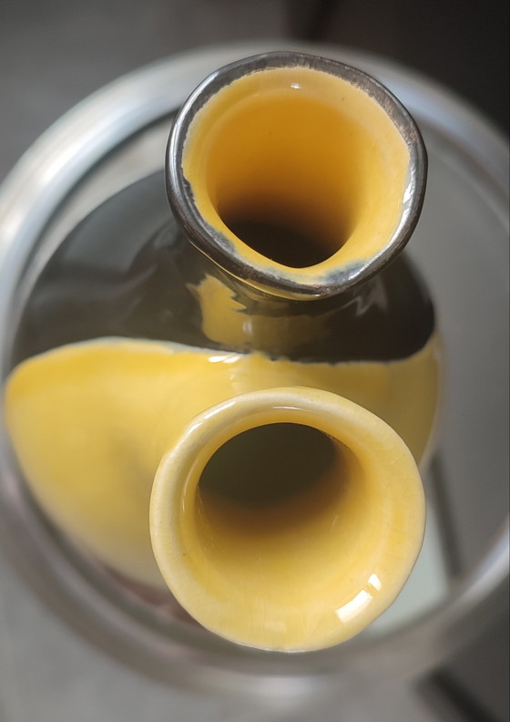 Image 1 of Vaso in ceramica vintage a due colli, 1964.