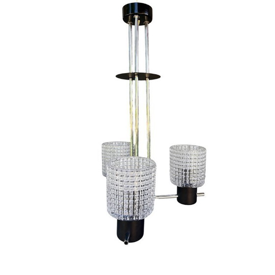 Image 1 of Elektroinstala Jílové pendant lamp, Czechoslovakia, 1970s, embossed glass, modernism