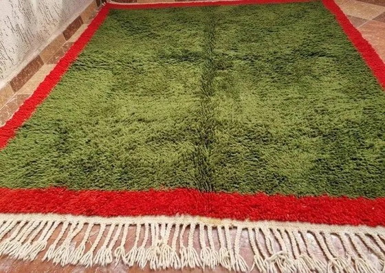 Moroccan Berber rug in green and red 300x200 cm – handmade rug – Rugs & carpets, Wool, Cotton, Vintage (photo 5 of 8)