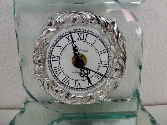 Image 1 of Reloj de mesa de cristal italiano antiguo, marca Rotondo.