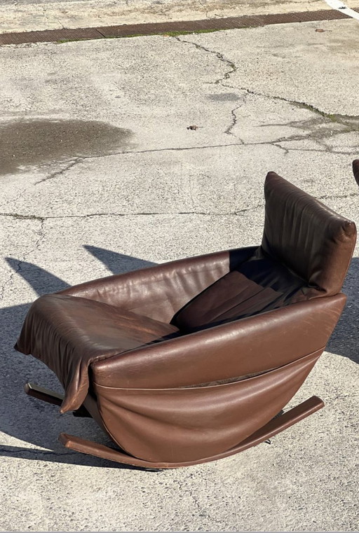 De Sede rocking chair, Swiss 1970 in Brown Leather