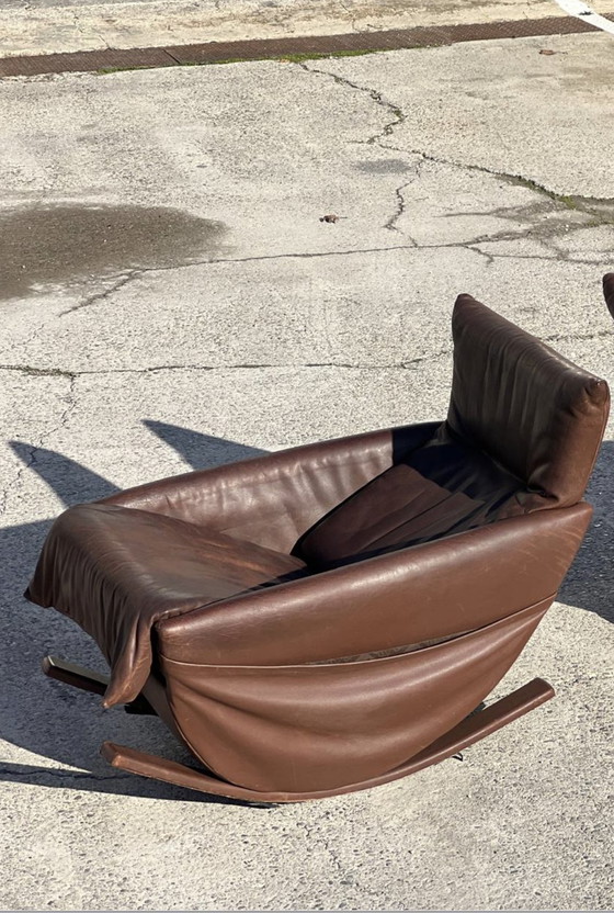Image 1 of Sedia a dondolo De Sede, Svizzera anni &#39;70 in pelle marrone