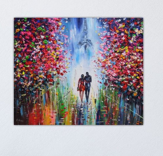 Image 1 of Evelina VINE - Paseo de primavera en París - Pintura del artista
