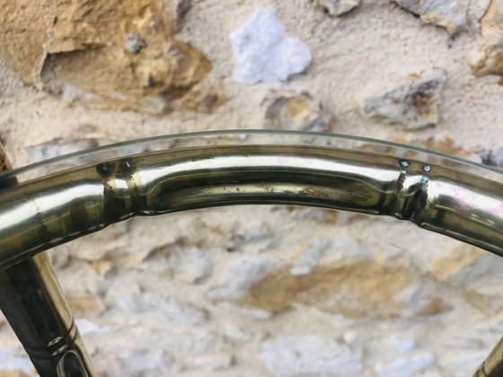 Image 1 of Table d'appoint en faux bambou, laiton et verre, 1950S