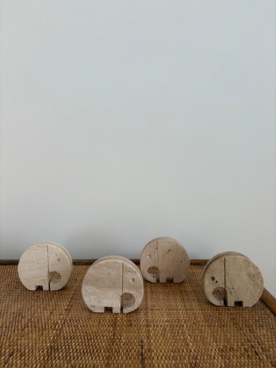 Image 1 of Set of 4 Travertine Elephants, Fratelli Mannelli, Italy, 1970s