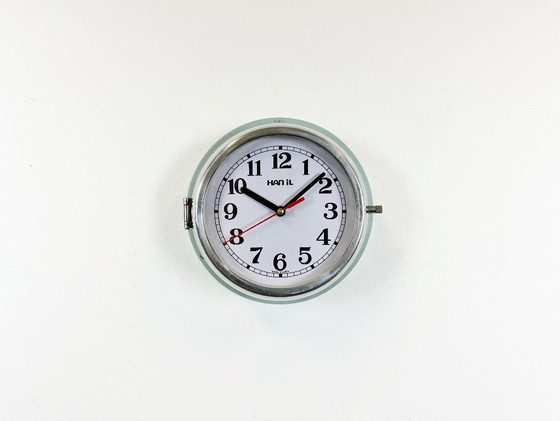 Image 1 of Orologio da parete vintage blu Hanil, anni '80