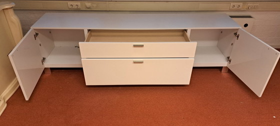 Image 1 of High-gloss white TV stand | modern | 240 cm wide