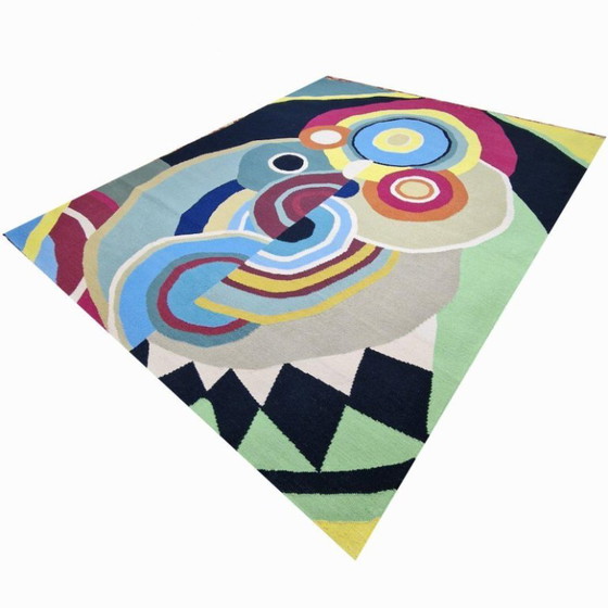 Sonia Delaunay Rythme (1938) Handgewebter Wandteppich | Moderner Kunstteppich (118 × 98 Zoll) (photo 5 of 8)