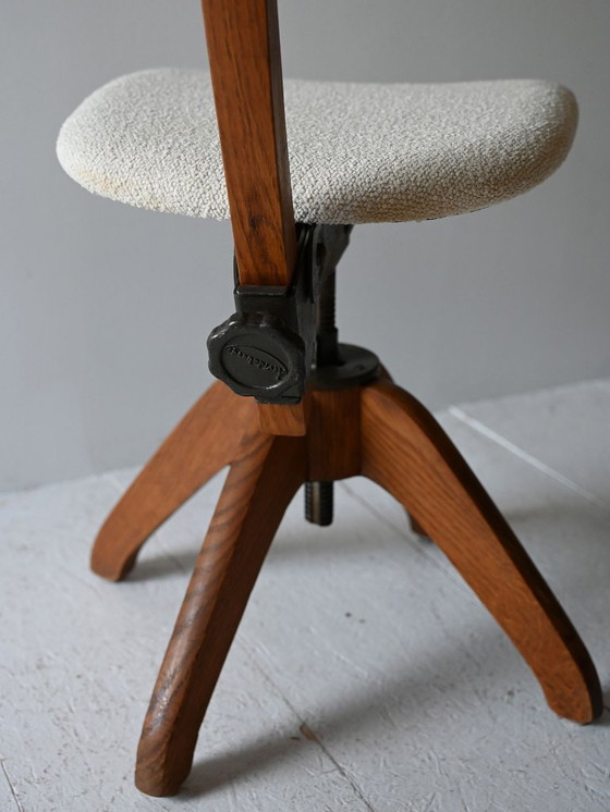 Image 1 of 1920s Scandinavian Oak Swivel Office Chair
