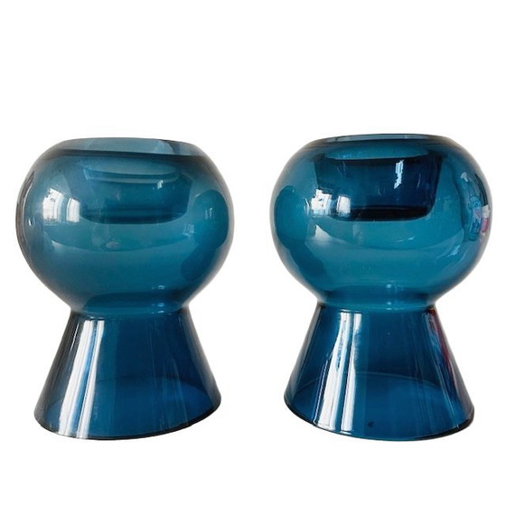 Image 1 of Set vintage di Anne Nilsson Ikea, vasi Diabola Stockholm, portacandele in vetro blu, anni '90