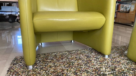 Leolux fauteuils, groen leer, Metaal, Modern (foto 5 van 12)