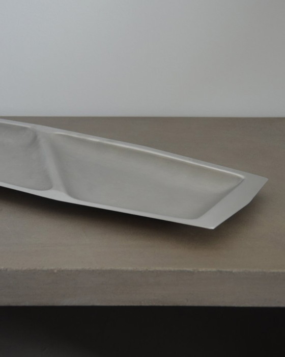 Image 1 of Vassoio lungo in metallo vintage, design spaziale/futuristico/anni '70