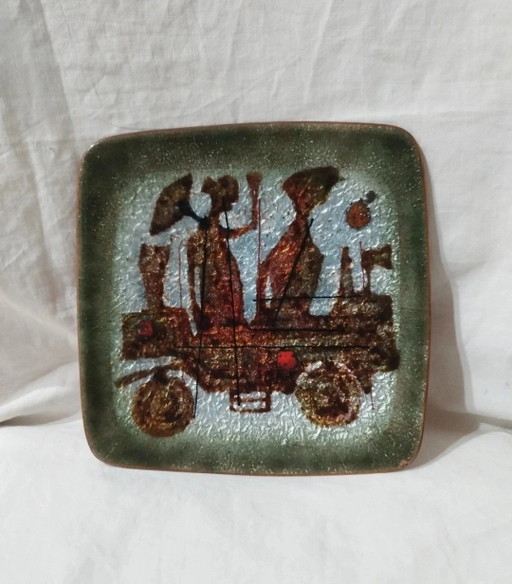 Giò Ponti, Enamel on copper centerpiece, Del Campo Turin production, 1950s-1960s