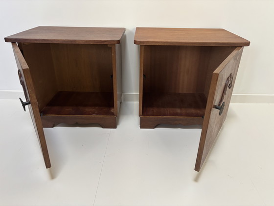 Image 1 of 2 comodini Mid-Century in rovere impiallacciato