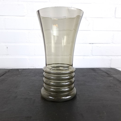 Vaso Art Déco vintage in vetro fumé anni '30