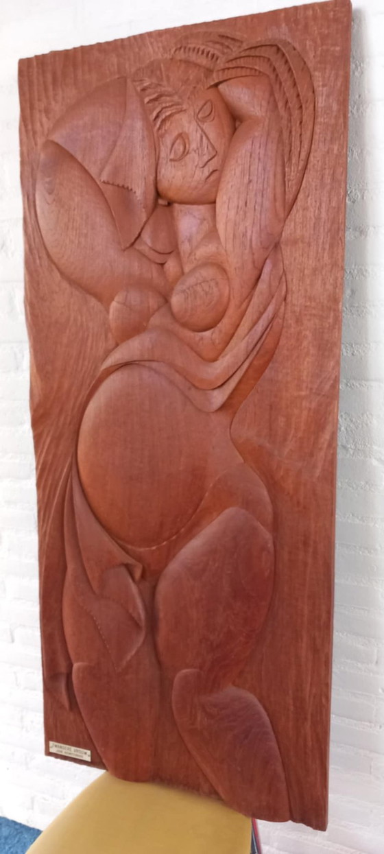 Image 1 of Sculpture unique en bois de teck réalisée par l'artiste John Beemsterboer